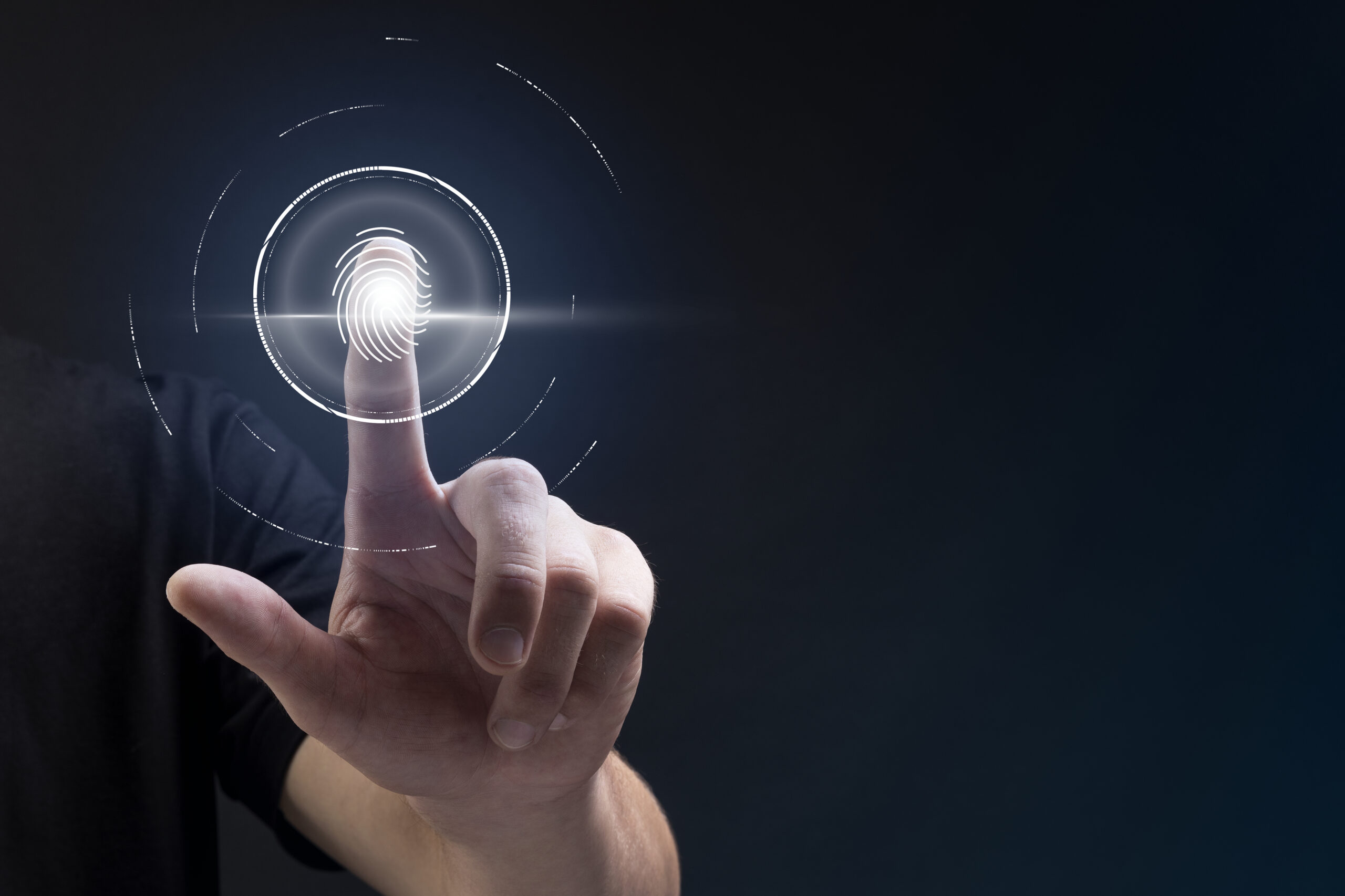 Biometric technology background with fingerprint scanning system